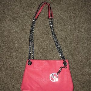 Michael Kors Silver chain coral color purse
